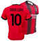Rafael LEAO 10, offizielles Replik Milan Trikot 2023/2024, Rot, Schwarz, Erwachsene, Jungen, Kinder, 100% Polyester, Rot, Schwarz, L