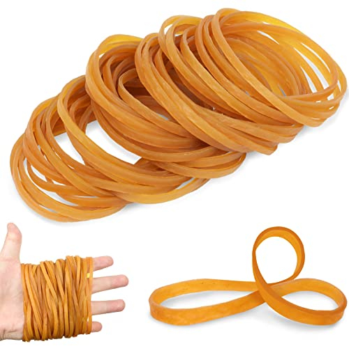 Gummibänder Set, 50 Stück Gummiringe aus Natürlichem Kautschuk, Breiter und Dicke Gummiband mit 10 CM Flacher Länge, Guter Elastizität für Büro, Zuhause und Schulbedarf (Gelbe-50pcs)