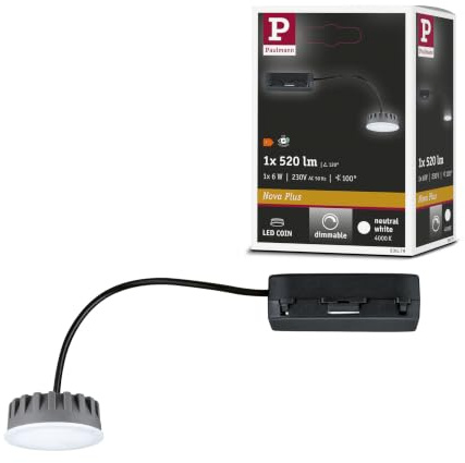 Paulmann 93079 Nova Plus LED Einbauleuchte Modul Coin 50mm 6W 520lm 230V 4000K Satin dimmbar Deckenspot Kunststoff