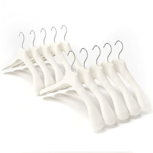 Mainetti Grucce in Velluto Antiscivolo, per Capispalla, Giacche, Felpe, Cappotti Uomo Donna, Appendini Resistenti, Made in Italy, Set di 10 Pezzi (Beige, 40 cm)