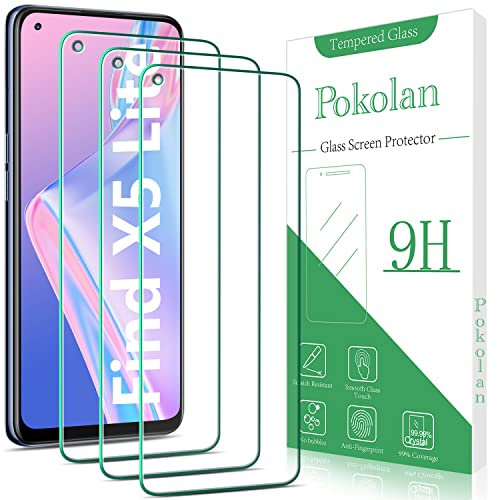 Pokolan [3 Pack] Screen Protector for OPPO Find X5 Lite Tempered Glass, Touch Sensitive, 9H Hardness, Case Friendly, HD Clear, Anti-Scratch, Bubble-Free