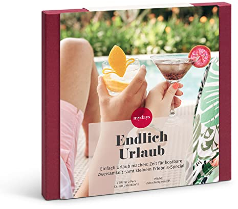 mydays Geschenkbox Endlich Urlaub, traumhafte Unterkünfte an ca. 190 Standorten, Reise-Gutschein für 2 Personen