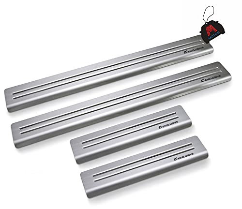 Satin Baguettes de seuil en acier inoxydable pour Volkswagen Tiguan II 2016 5 -porte. Confort de conduite accru grâce aux plaques de seuil résistantes aux acides - Protection contre les rayures