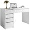 lukmebel Mada Stilvoller Schreibtisch mit 5 Schubladen platzsparendes Möbel für Schlafzimmer Arbeitszimmer oder Büro aus laminierter Platte mit ABS-Kante 120x75x55 cm Weiß/Weiß Glänzend