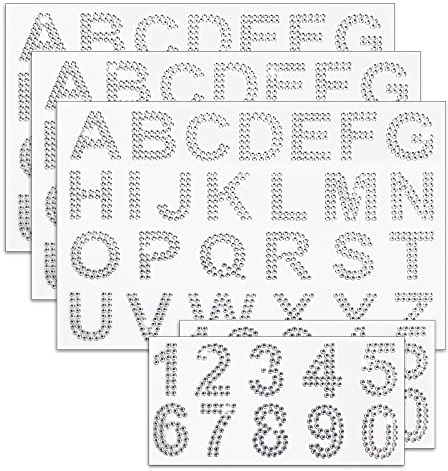 Prasacco 98 Stück Strass Buchstaben Zahlen Aufkleber, Glitzer Strass Buchstaben Aufkleber Acryl Selbstklebende Aufkleber 26 Buchstaben Aufkleber und 0-9 Zahlen Aufkleber für DIY-Basteleien (Silber)