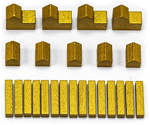Waldfelsen® Hozfiguren: 4 Städte, 5 Siedlungen und 15 Straßen geeignet für Die Siedler (Farbe: Gold)