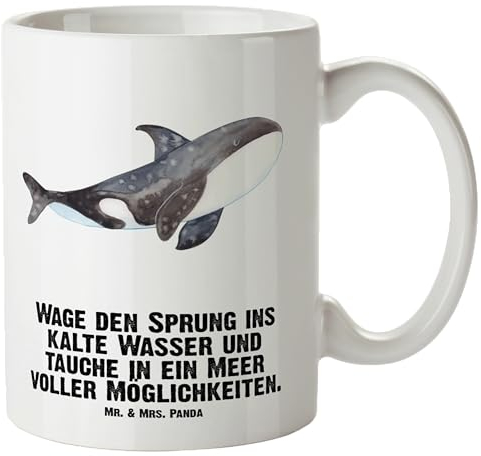 Mr. & Mrs. Panda XL Tasse Orca - Geschenk, Jumbo Tasse, Neustart, Große Tasse, spülmaschinenfest, Motivation, Urlaub, Orcas, Meer, Grosse