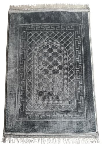 Roland Germany Gebetsteppich weich Islam Seccade Sejjade Namazlik Islamic Prayer Rug 80x120 cm (Grau)
