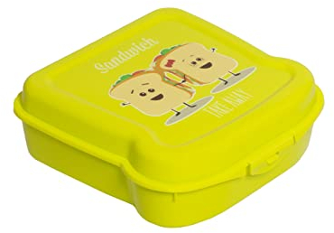 BRICOMIRAS Fiambrera infantil colegio, fiambrera infantil recreo, sandwichera infantil colegio ideal para el recreo, sandwichera merienda parque para niños y niñas, porta sandwich colegio (Verde)