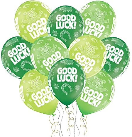 Set 10 Good Luck Luftballons Abschied Abitur Master Promotion Prüfungen Staatexam Rente Ballon Glück Made in EU Ballons Glückbringer Ballon, 32cm