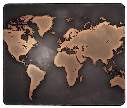 WEYEZE Mousepad anti-skid rubber base with stitching edge Rust World Map laptop office game work Mousepad