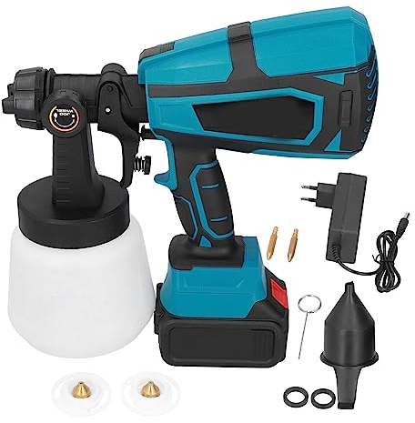 Pistola a Spruzzo Ricaricabile, Pistola a Spruzzo Elettrica Senza Fili Spruzzatore di Vernice con Tazza di Rivestimento 1000ML per Pittura