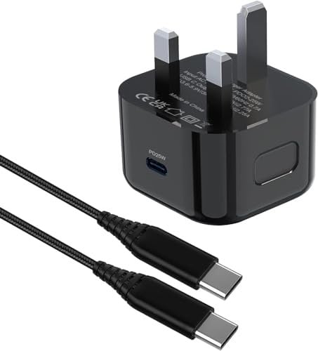 25W Charger Plug With Cable for Samsung Galaxy A26 5G/A36 A56 5G/A35 5G/A25 5G/A15 A55 5G/S23 FE/S24/A54/S22/S21/S20/Z Fold 5 6 A05S Galaxy Tablet Tab A9/A8/A7 Lite Super Fast USB C Charging Adapter
