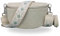BRISE Bauchtasche Damen Echtes Wildleder SAHEL Handgemachte Umhängetasche Crossbody Bag Hüfttasche mit Ledergurt + Optionalen Breiten Gemusterten Riemen Gürteltasche Made in Italy (Beige 2)