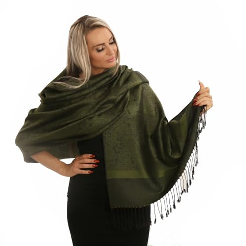 PashminaShine-Weich wie Kashmir-Seide Leicht-Schal Sommer-Halstuch-Schal Herren-Schals und Tücher für Damen-Pashmina für damen (Moos Grün-)