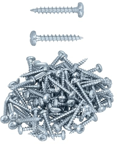 HELPMATE - Holzverbinderschrauben 4,0x25 galvanisch verzinkt - 100 Stück Universalschrauben Linsenkopf mit PZ2-Antrieb und Vollgewinde - Zur Befestigung von Beschlägen auf Holz