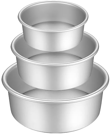 HQILRRA Moules à gâteaux ronds antiadhésifs, moules à gâteaux profonds en aluminium anodisé avec base souple et revêtement antiadhésif, anniversaires, mariages, 3 tailles (5/7/9)