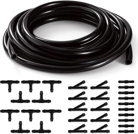 YIXISI 3m Juego de Manguera Limpiaparabrisas Coche Universal, con 30 Conector de Manguera (Y I T-Tipo), Manguera de Lavadora de Parabrisas, Parabrisas Coche Manguera, Negro
