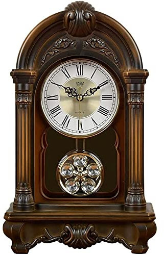 LUOYAOB Vintage Kaminuhr Manteluhr, antike heimste dekorative Pendeluhren, batteriebetriebene stille Tischuhr mit Glockenspielern, Kamin, Regal Dekorative Geschenke (Color : B)