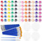 Mini Acrylfarben für Kinder Set, 6 Sätze 12 Farben Waschbaren Ungiftig Acryl Farben Set mit 30 Pinseln und 4 Farbpaletten, Schulmalfarben Temperafarben Töpfe Klein für Kurse, Familienaktivitäten