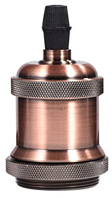 Yctze Ique Lampenfassung Vintage E27 E26 Glühbirnen Fassung Sockel Kupfer Lampenfassung Rot Bronze Wandleuchten (Rotes Kupfer)