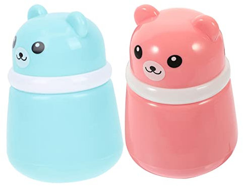 KOMBIUDA 2 Stück Körperpuderquaste-box Mit Behälter Puderbehälter Für Jungen Mädchen Cartoon Bär Design Praktische Puderflasche Für Reisen Und Heimgebrauch Großes Fassungsvermögen Hautschon