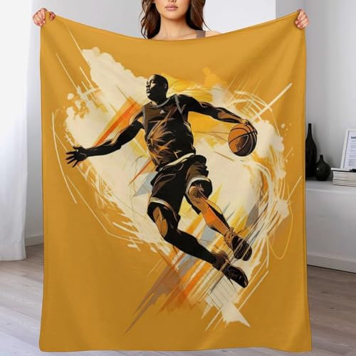 PAZZK Basketball Decke Flauschig & Super Weich - Hochwertige Flannel Fleecedecke Auch Als Wohndecke, Tagesdecke, Sofadecke & Wohnzimmer Geeignet - Überwurf Decke Sofa & Couch,（150×200cm）