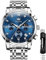 OLEVS Herrenuhren Blau Edelstahlarmband Quarz Uhr Männer mit Diamant Datum Wasserdicht Leuchtende Klassische Elegantes Armbanduhr Geschenk