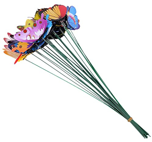 Giilayky 20 Pieces Garden Butterflies Stakes And 4 Pieces Dragonflies Stakes Garden Ornaments For Yard Patio Decorations, Totally 24 Pieces