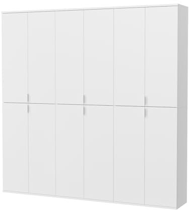 Inn.Furn Garderobe weiß Hochglanz Mehrzweckschrank Kleiderschrank Schrank Flur Diele Schlafzimmer 183 x 193 cm SystemX