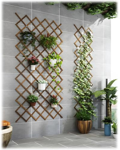 Panneaux de treillis de jardin en bois pour terrasse - Décoration murale extensible - Structure de support pour légumes et fruits - 44 cm x 23 cm à 300 cm x 120 cm - Motif riveté (H120)