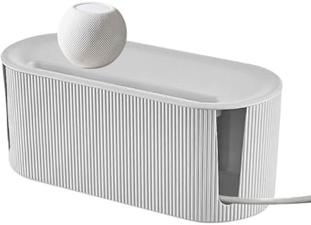 Desk Cord Organizer, Power Cable Storage Box, Plug Board Storage Box, Cable Tidy Box, Cable Management Box to Hide Strips, and Conceal Strips Electrical Cords from Tvs, Computers & Desks, White