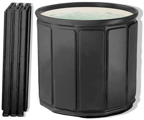 AYES Vasca da bagno pieghevole per adulti, vasca da bagno portatile per allenamento con acqua fredda, vasca da bagno autoportante per doccia, sauna spa (nero, 80 x 80 x 65 cm)