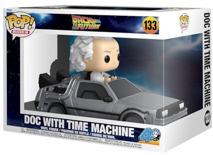 Funko Pop! Rides Deluxe: Back To The Future – Doc with Time Machine - Dr. Emmett Brown- Figura de Vinilo Coleccionable - Idea de Regalo - Mercancia Oficial - Juguetes para Niños y Adultos