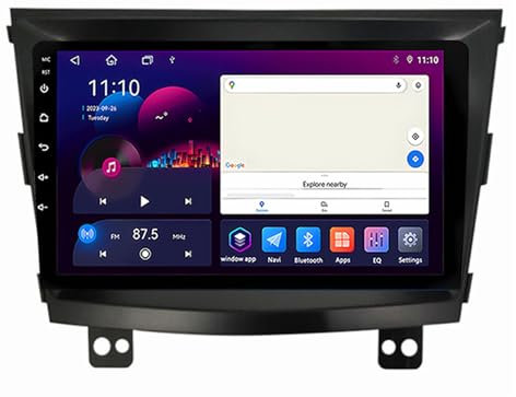 Android 14 Car Stereo 9 inch Double Din Touch Screen Car Radio for SsangYong Tivolan Tivoli 2014-2017 with Steering Wheel Controls Bluetooth AHD Backup Camera GPS Navigation(S7 8G+256G)