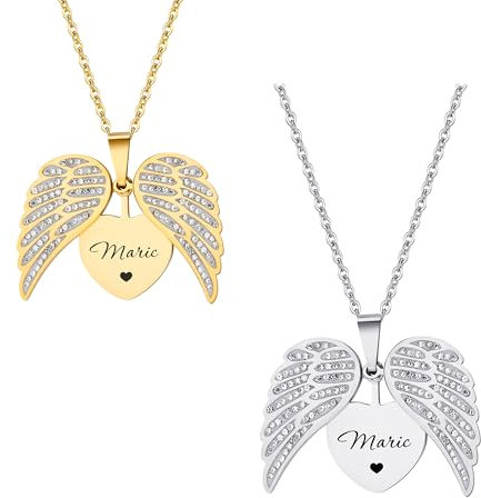 Personalisierte Engelsflügel Halskette, Graviert Name Halskette Schutzengel Flügel Anhänger Schmuck Muttertag Geschenk Für Mum Frauen