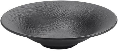 Vobumix Melamine Plates Round Soup Dinner Plate Unbreakable Reusable Steak Dessert Salad Plate Snacks Appetizer Black Round Dinnerware Plates