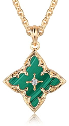Jenosy Gold-Kleeblatt-Halskette für Damen Zierliche 14 karätig vergoldete CZ-Anhänger-Halskette Verstellbare Kette Choker-Anhänger Bunte Kleeblatt-Anhänger Glücksbringer-Halsketten für Damen Schmuck
