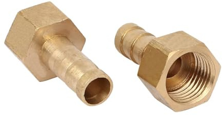 TA-VIGOR Brass Barb Hose Fitting Coupler, 8mm Barb 1/4PT Female Thread Pipe Fitting Adapter, Hose Pipe Barb Tail Connector for Garden Plumbing Air Water Oil - 2PCS