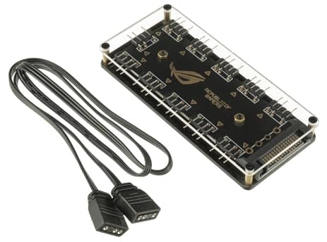 HUAREW 5V 3 Pin ARGB LED Hub, 1 to 10 Ports RGB HUB, RGB Splitter Controller with 3 Pin Extension Cable for Fan LED Strip Light