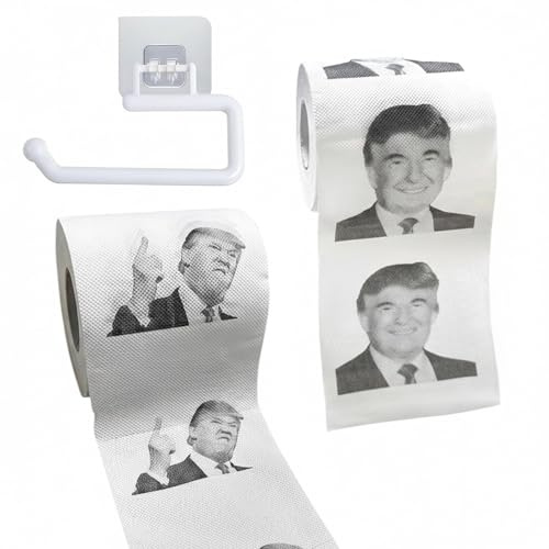 2 Rollen Trump Toilettenpapier,mit 2 Skurrile und Witzige Designs Klopapier,WC Papier Lustig,Weich Bedruckt,Lustiges Geschenk