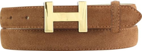 BELTINGER Damen-Gürtel Horus aus Veloursleder 2,5 cm | Velour-Ledergürtel für Damen 25mm | Wildleder-Gürtel mit gold, glänzender Gürtelschließe