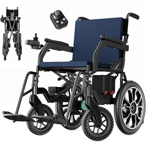 AMITD Elektrischer Rollstuhl Faltbar Leicht Alle Gelände 20 kg 20 km 500 w | Elektrorollstuhl bis zu 150 kg, Luftfahrt-Zertifizierung, Doppelsteuerung, Li-Akku, Intelligente Bremse, für Indoor Outdoor