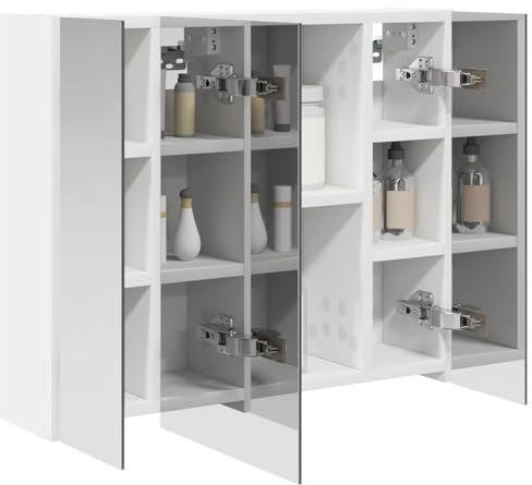 vidaXL Badezimmerspiegelschrank Weiß 60 x 14,5 x 50 cm Holzwerkstoff, Badezimmer Aufbewahrung, rechteckiger Schrank, modernes Design, platzsparender Wandspiegel, verstellbares Regal, Organizer