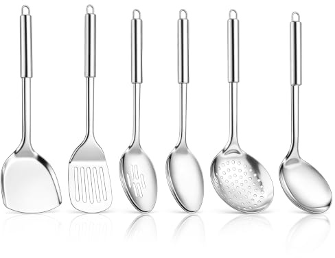 HaWare Kitchen Utensils Set, Stainless Steel Cooking Utensils Set 6 Pieces | Metal Utensil Set with Heat Resistant Handle, Rust-resistant Kitchen Accessories Spatula Set for Cookware, Dishwasher Safe