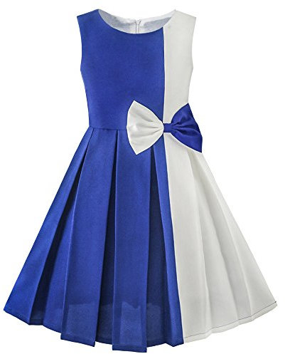 Sunny Fashion Vestito Bambina Colore Block Contrasto Cravatta a Farfalla Ogni Giorno Festa 14 Anni