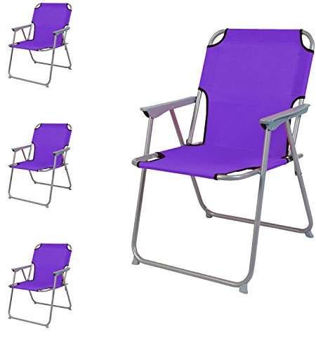 Mojawo 4 Stück Campingstuhl Faltstuhl Stoff Oxfort Lila Klappstuhl Anglerstuhl Regiestuhl Angelstuhl Metall B 53 x T 46 x H 74 cm