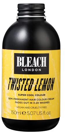 Bleach London Twisted Lemon Semi-Permanent Hair Colour Cream - Neon Yellow Vegan, Cruelty Free, Vibrant Temporary Dye 150 ml