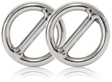 Ganzoo O-Ring mit Steg Metall für Hunde-Leine, 20 mm Innen-Durchmesser, 2 Stück, Stegring, legierter Stahl, Nicht rostend, Rund-Ringe für Paracord 550 Halsband, Handtasche, Basteln, Farbe Silber