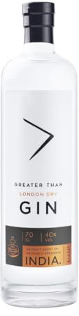 Greater Than Gin 70cl - 40% ABV Craft London Dry Style Gin Made in India - Distilled with Nine Unusual Botanicals Including Citrus Notes - Perfectly Balanced For Cocktails